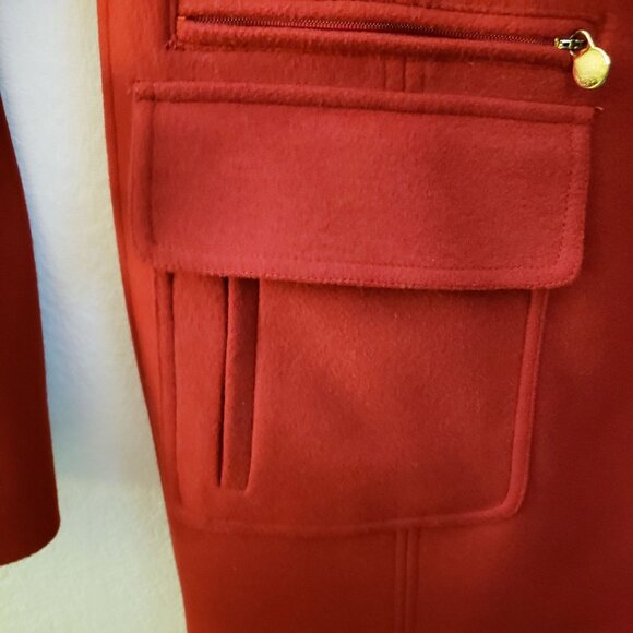 Vintage Laundry by Shelli Segal Red Military Style 80% Wool Midi Coat Size 4 GUC - Picture 5 of 9